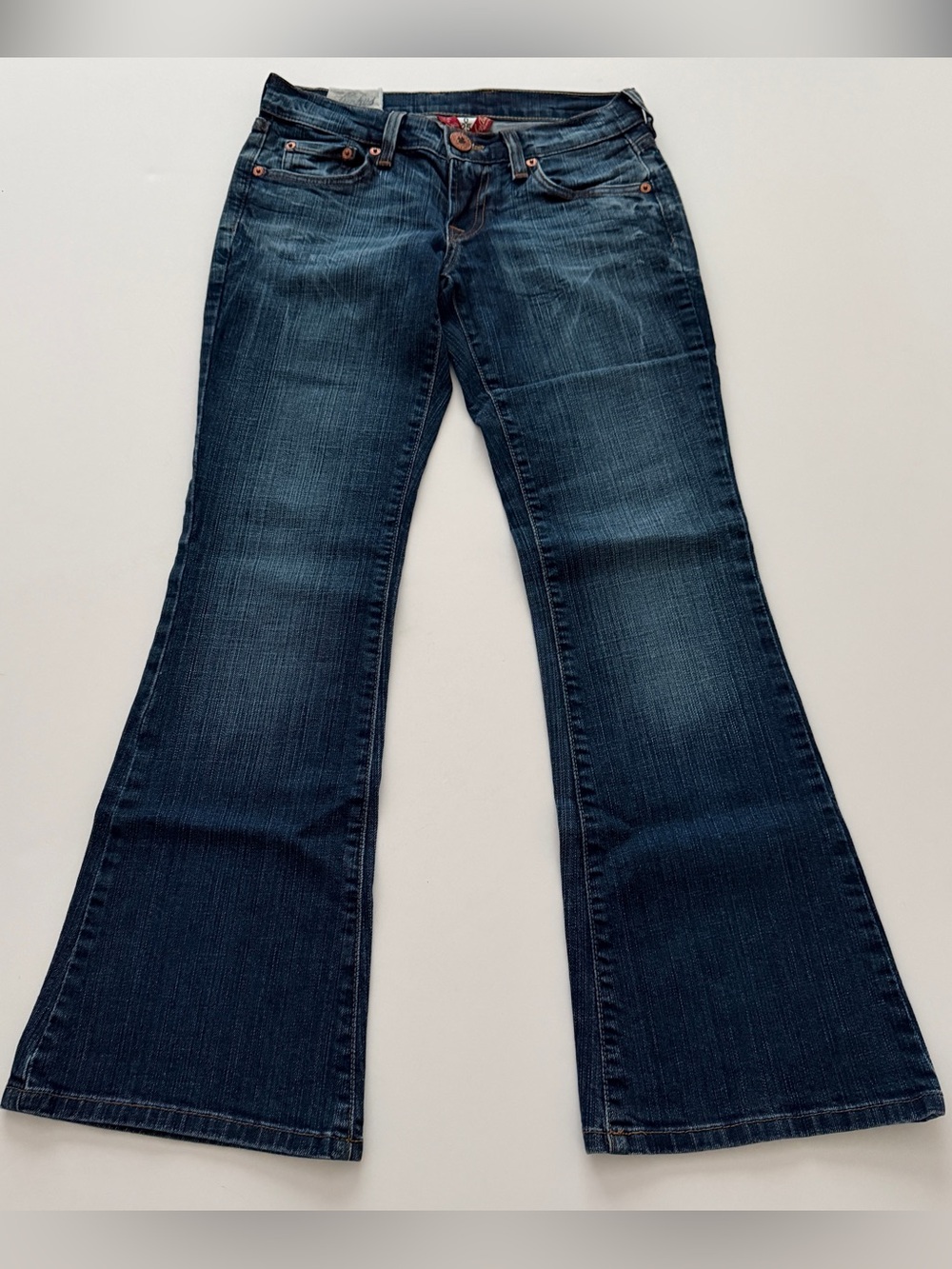 Vintage 90s Lucky Brand Emerald Carly Jeans Wom 28x29 Low Rise Flare Stretch USA